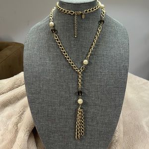 Lia Sophia Gold Tone with Pearl & Topaz Statement Necklace